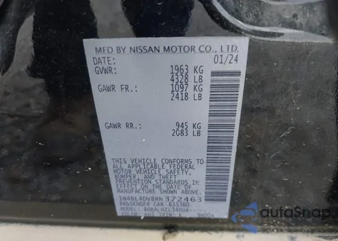 2024 Nissan Altima Sv Fwd from USA, damaged, VIN 1N4BL4DV8RN372463